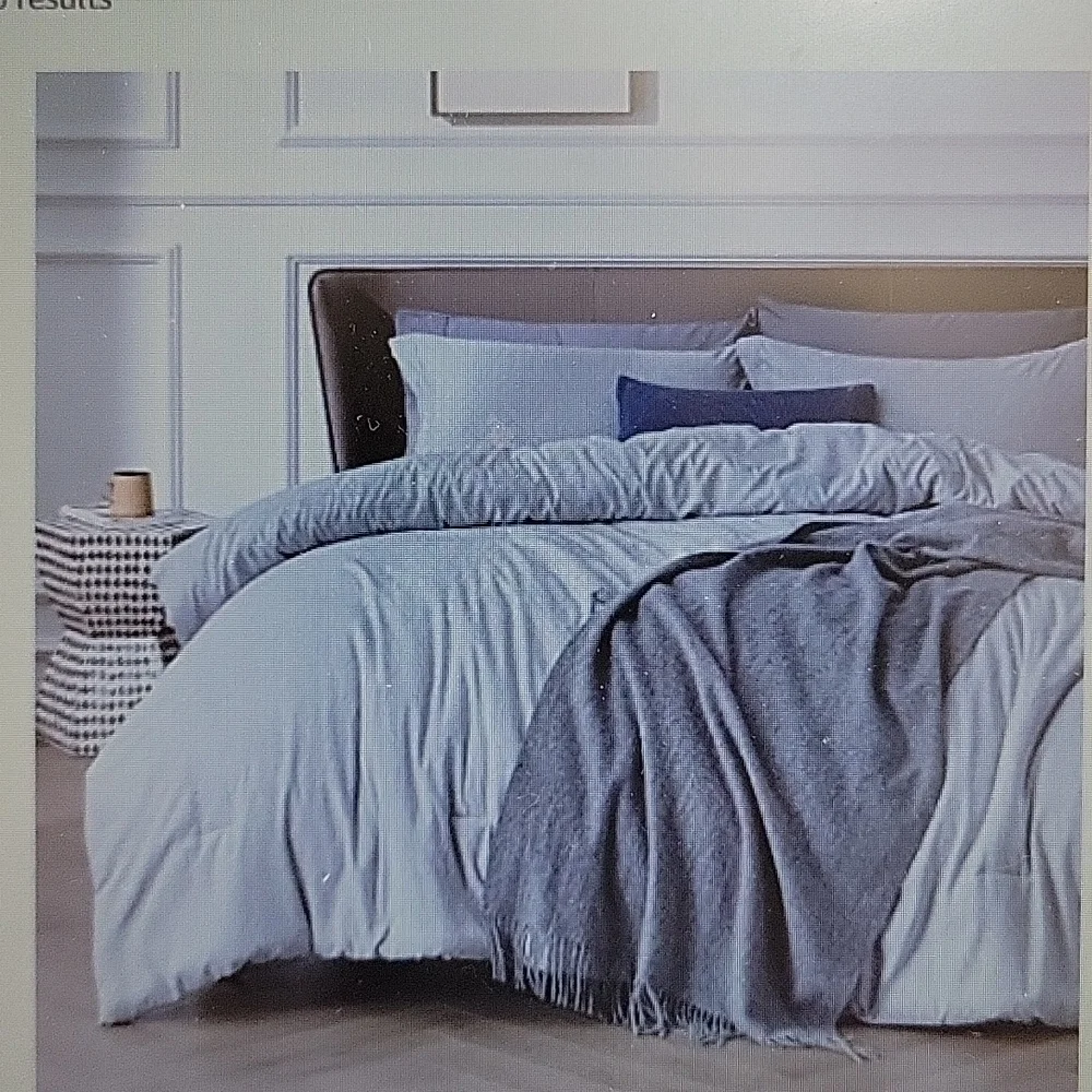 BEDSURE Queen 3pc comforter set Gray Cationic Dyed All Season 88X88